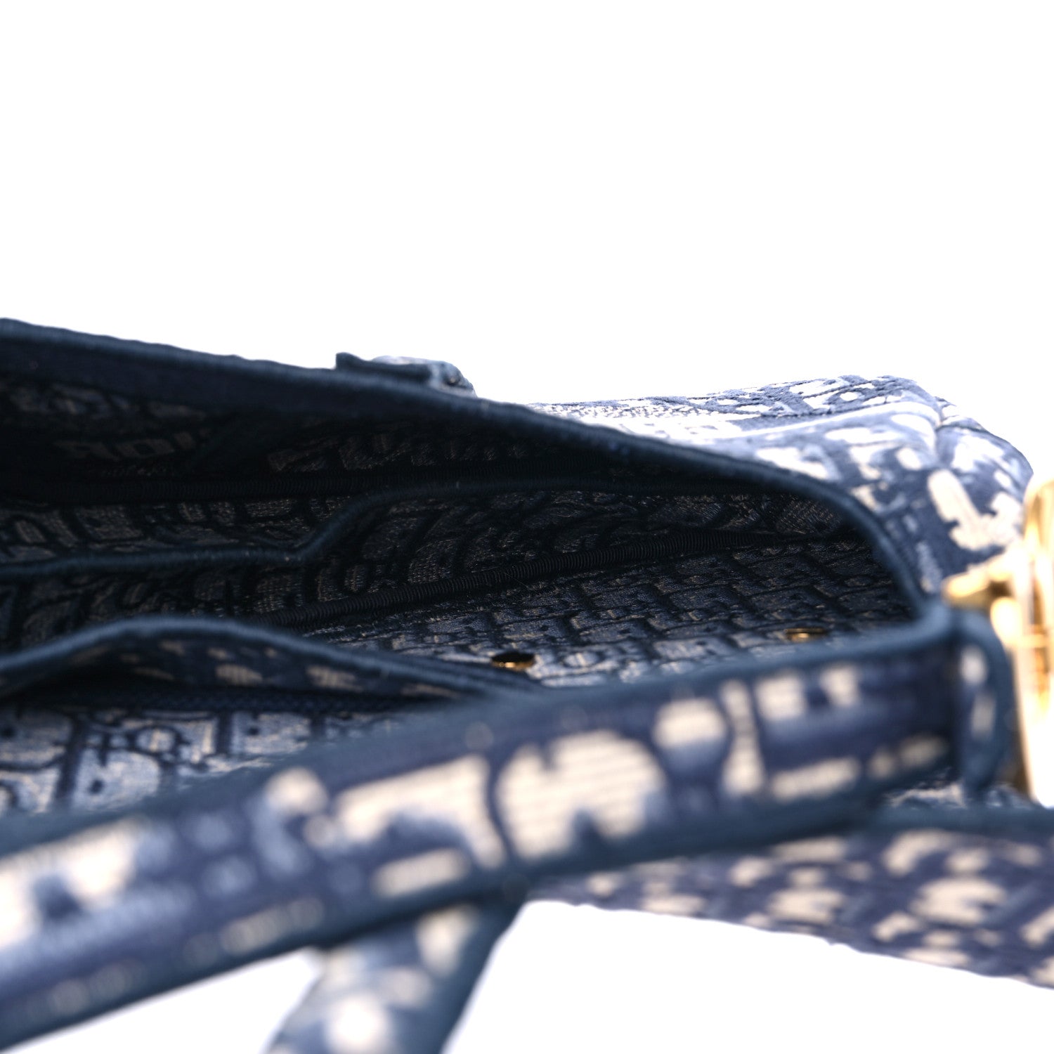 Christian Dior Oblique Embroidered Saddle Bag Blue 5 of 10