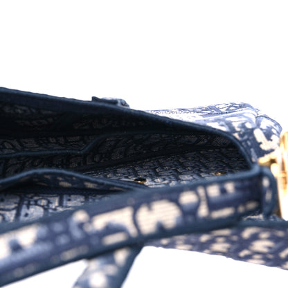 Christian Dior Oblique Embroidered Saddle Bag Blue 5 of 10