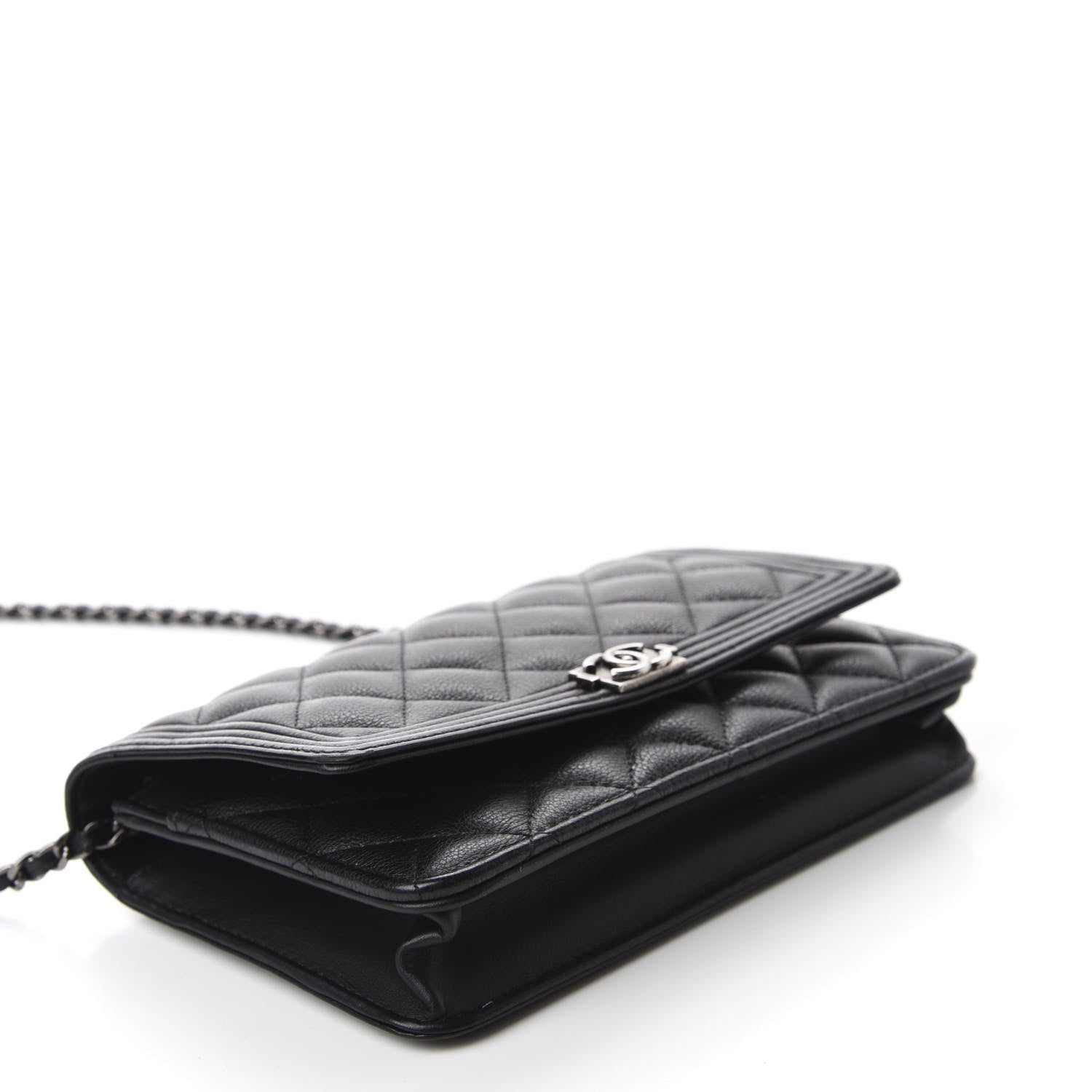 Chanel Calfskin Quilted Boy Wallet On Chain WOC Black 4 of 13