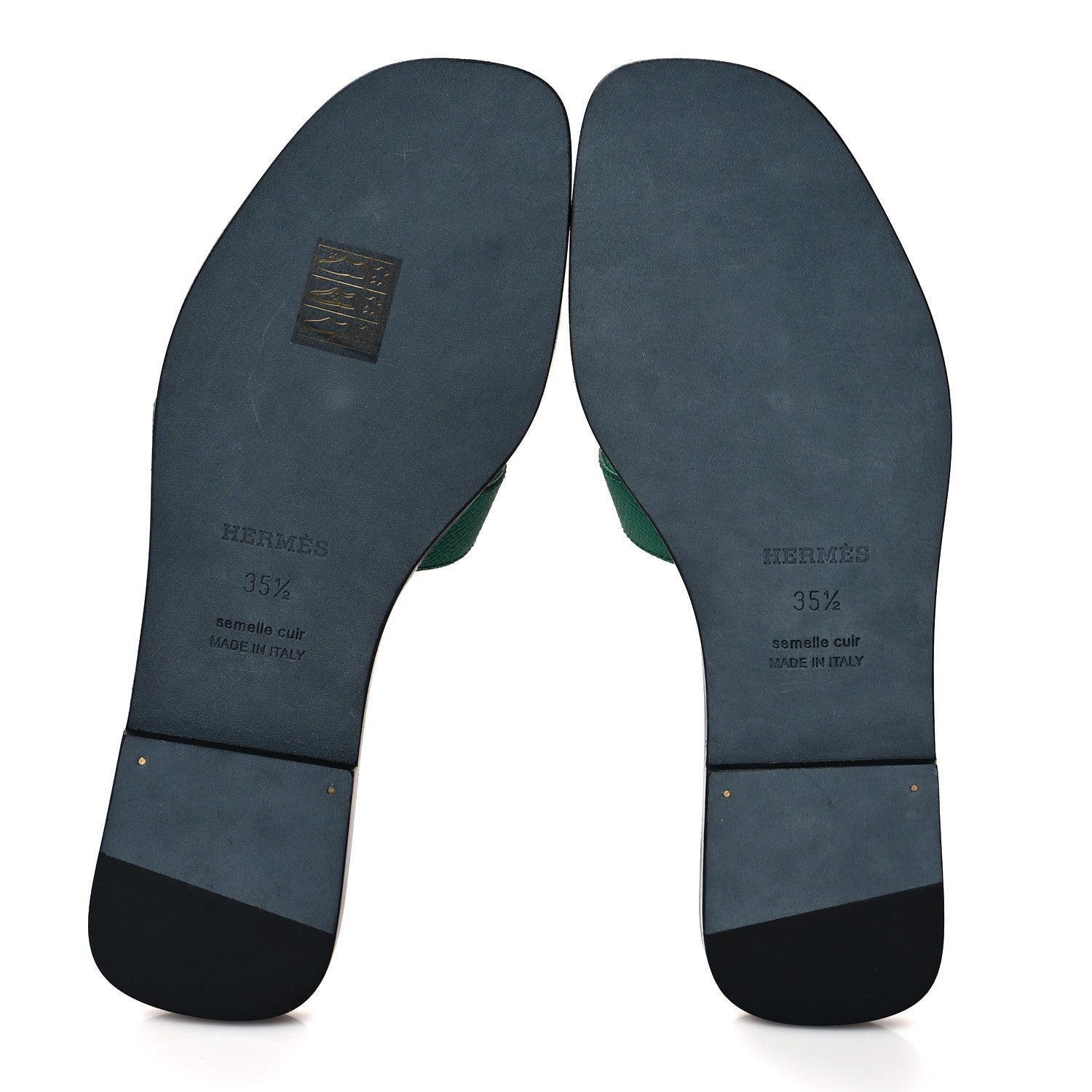 Hermes Epsom Oran Sandals 35.5 Vert Emeraude 5 of 9