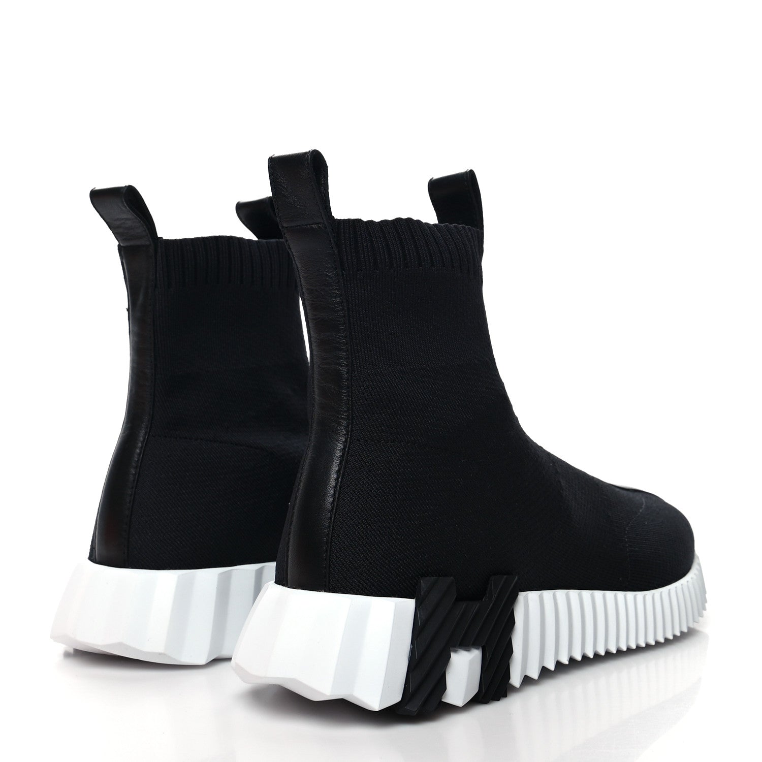 Hermes Technical Canvas Goatskin Fun Sneakers 39 Black White 4 of 8