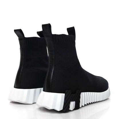 Hermes Technical Canvas Goatskin Fun Sneakers 39 Black White 4 of 8