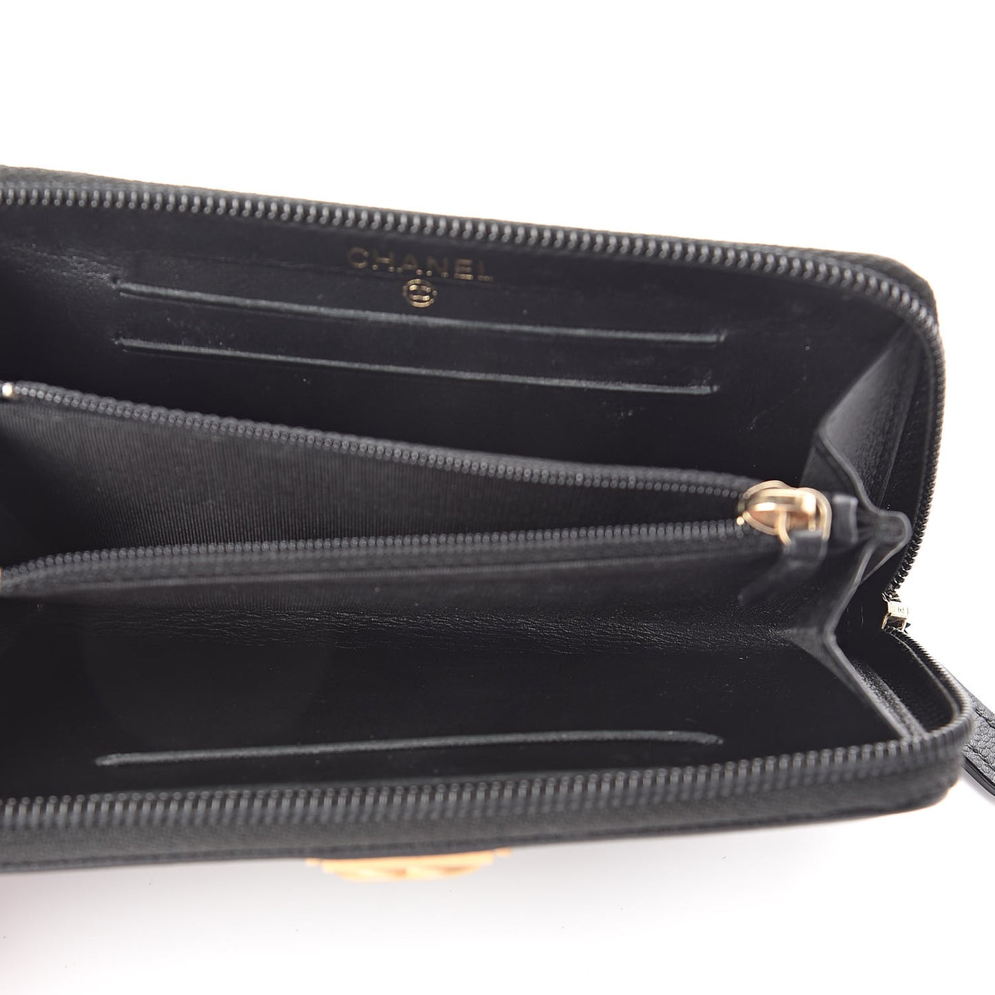 Caviar Quilted Small Boy Zip Around Wallet Black