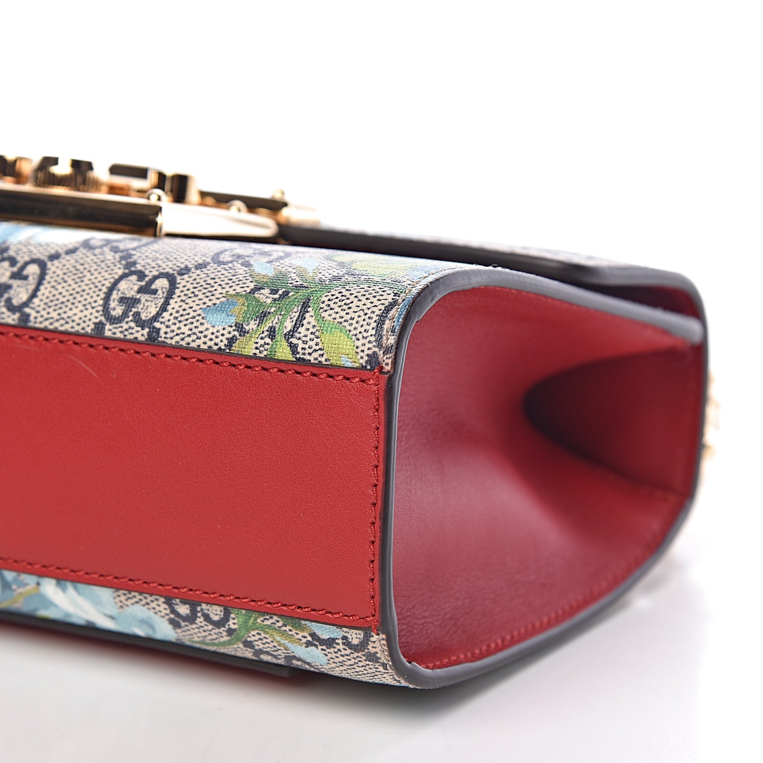 Gucci GG Supreme Monogram Blooms Small Padlock Shoulder Bag Beige Blue Navy Hibiscus Red 10 of 10