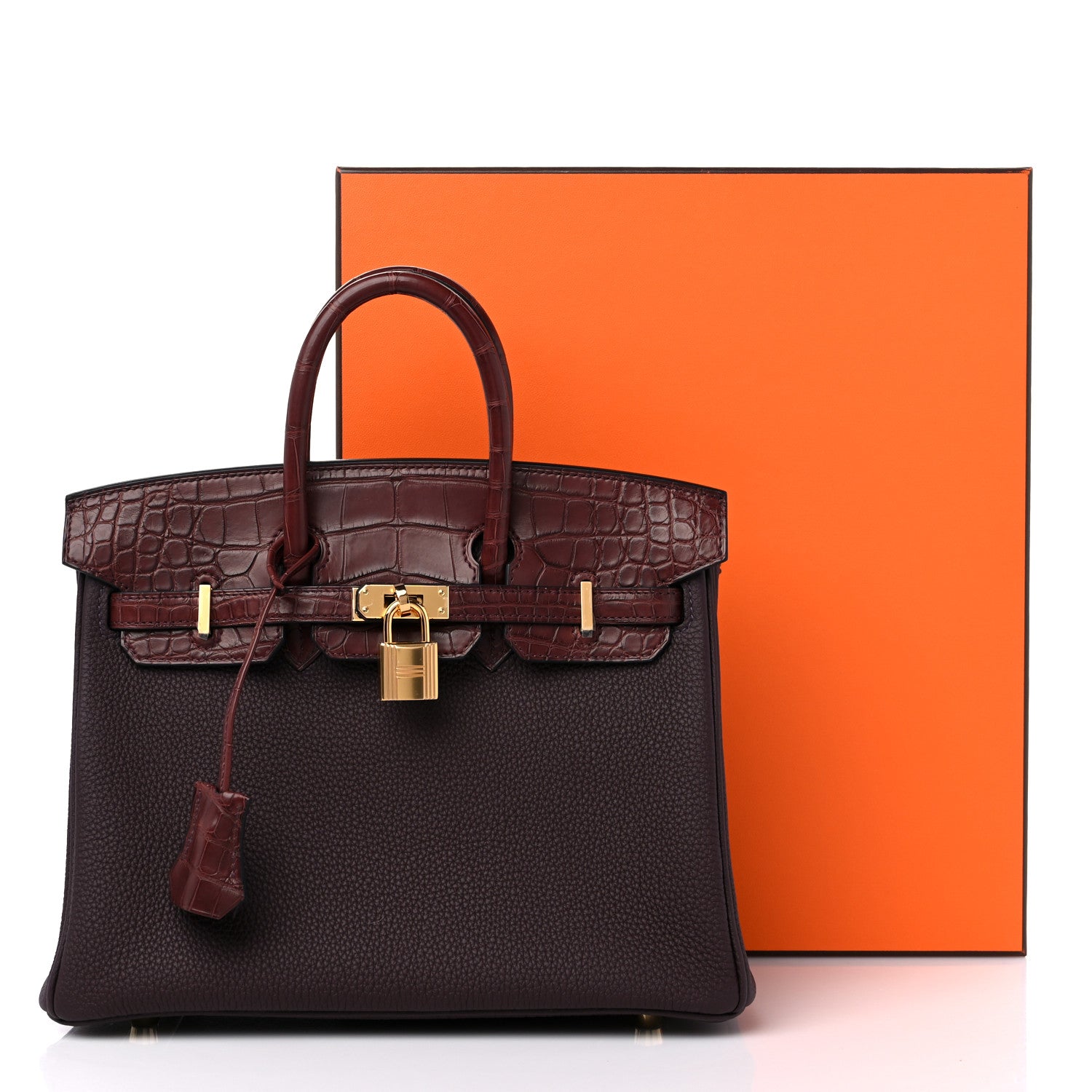 Hermes Togo Matte Alligator Birkin Touch 25 Rouge Sellier Bourgogne 10 of 10