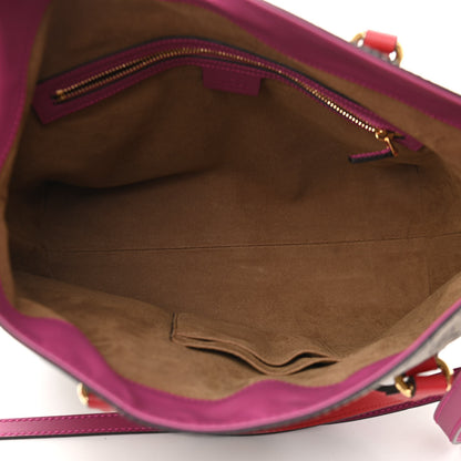 Gucci GG Supreme Monogram Linea A Foldover Tote Beige Hibiscus Red New Rosette 5 of 10