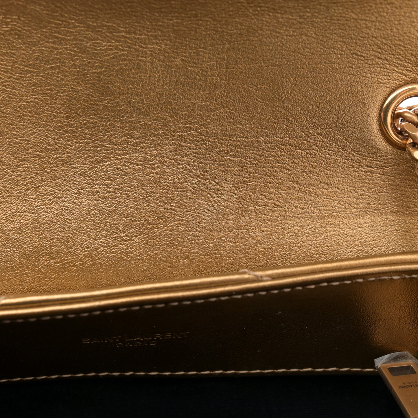 Metallic Calfskin Y Quilted Small Loulou Monogram Chain Satchel Brome