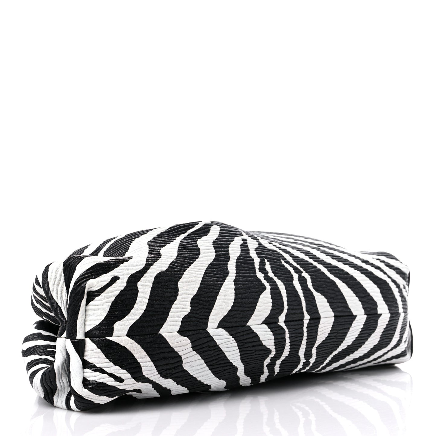 Nappa Zebra Print The Pouch Oversized Clutch White Black
