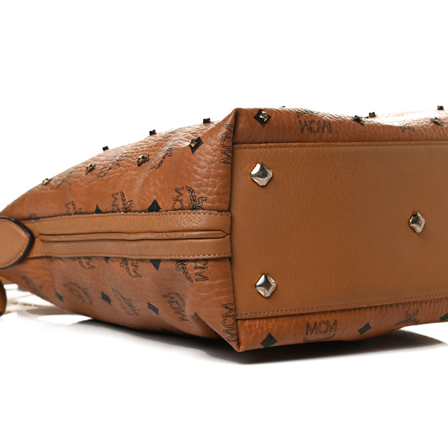 MCM Visetos Studded Hobo Cognac 10 of 15