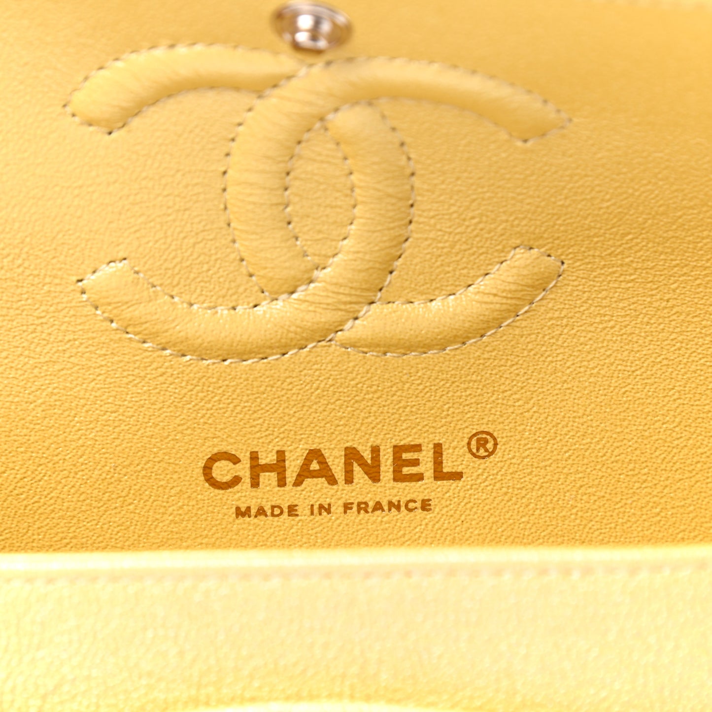 Iridescent Caviar Quilted Small Double Flap Yellow