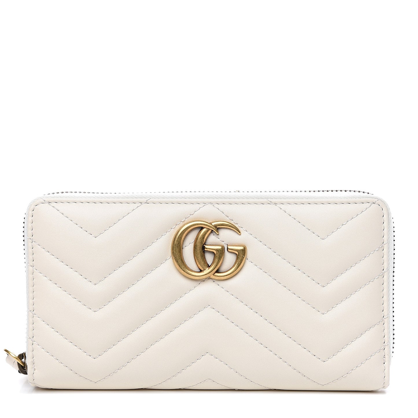 Calfskin Matelasse GG Marmont Zip Around Wallet White