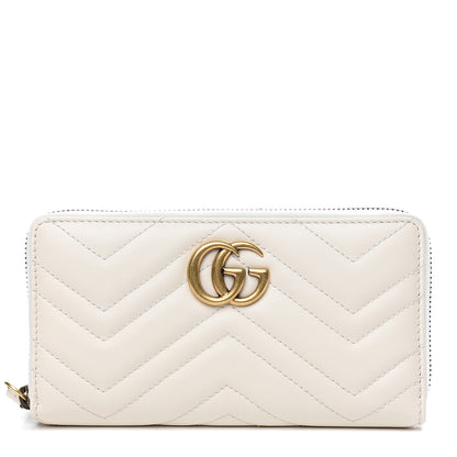 Gucci Calfskin Matelasse GG Marmont Zip Around Wallet White 1 of 7