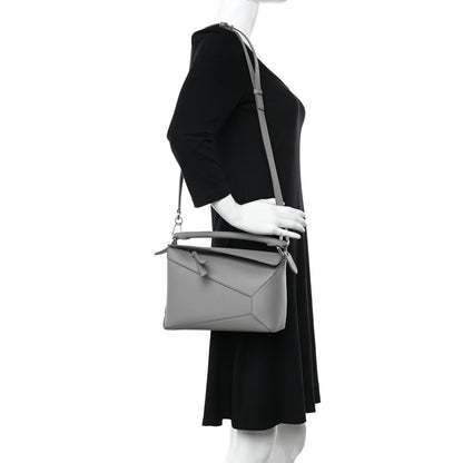 Loewe Calfskin Small Puzzle Edge Bag Pearl Grey 2 of 9