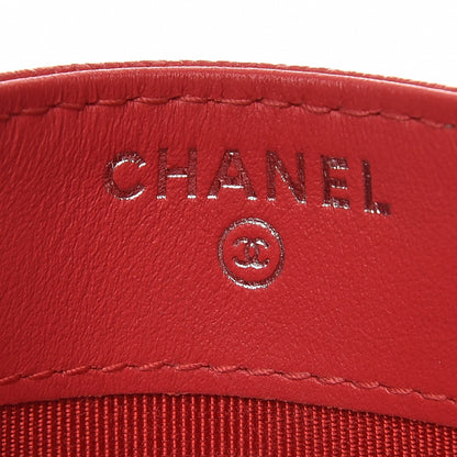 Chanel Caviar Chevron Quilted Card Holder Light Red 5 of 8
