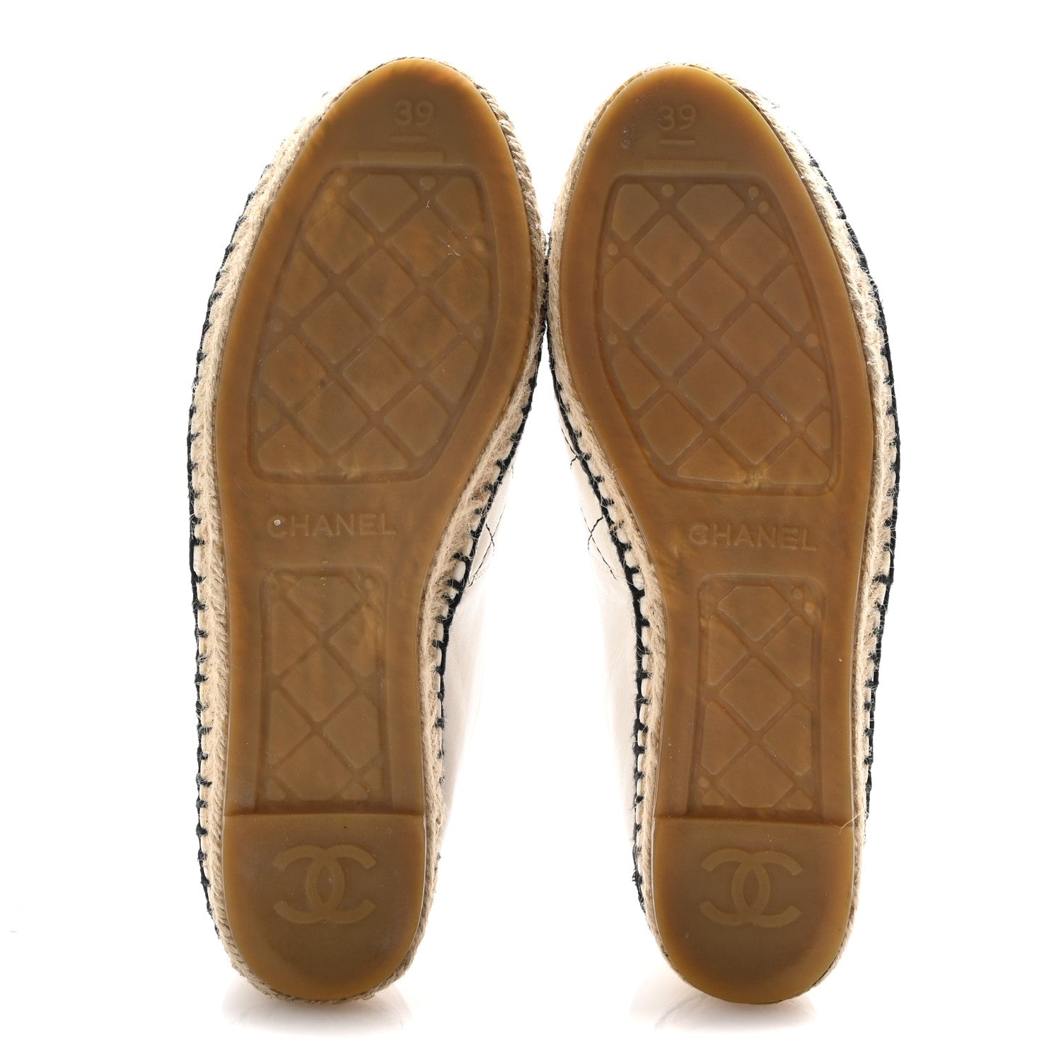 Chanel Lambskin Stitched CC Espadrilles 39 White Black 6 of 14