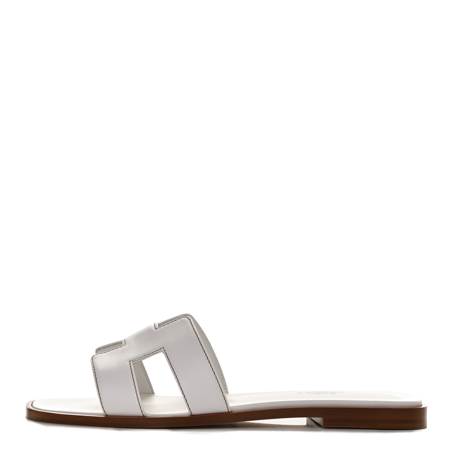 Hermes Box Calfskin Oran Sandals 37 White 1 of 10