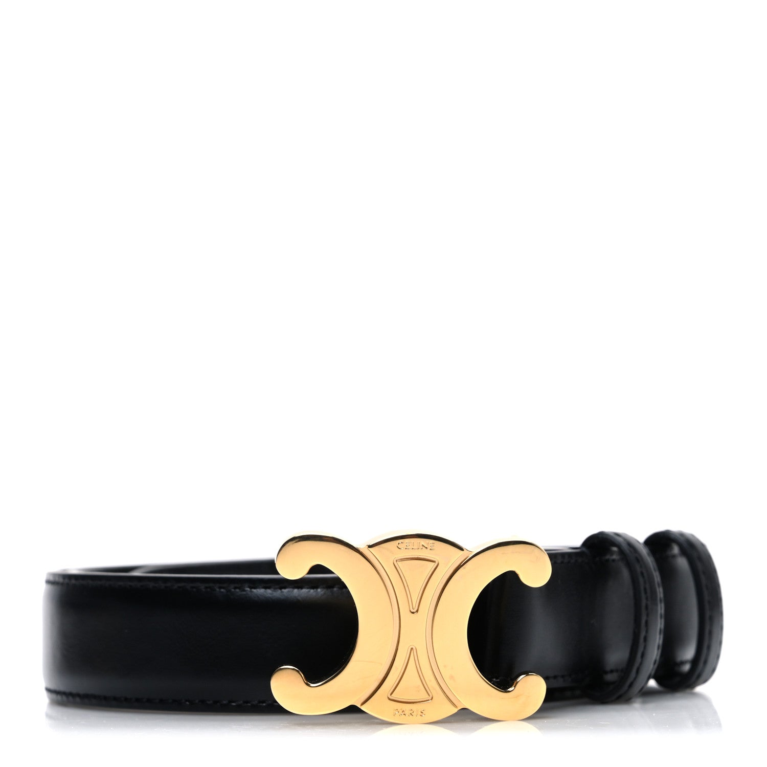 Celine Box Calfskin Medium 25mm Triomphe Belt 85 34 Black 1 of 6
