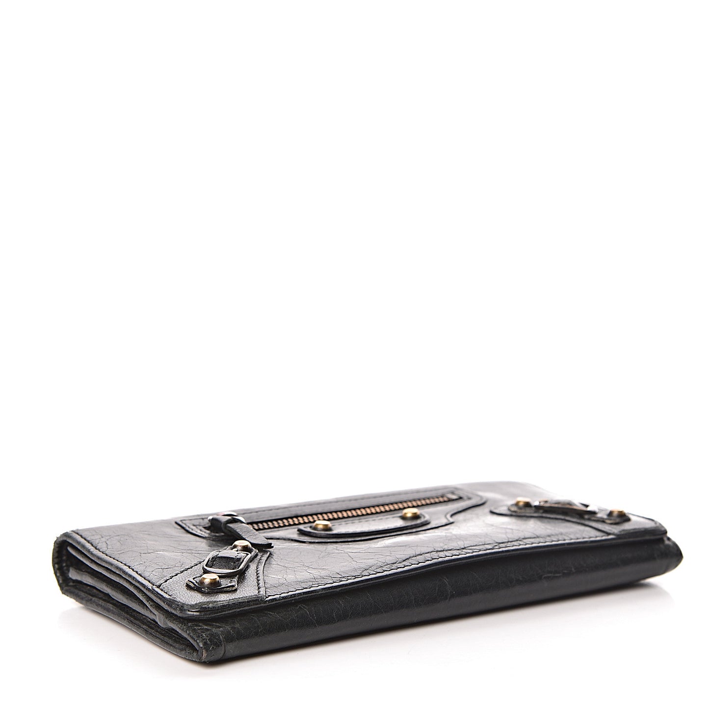 Agneau Classic Gold Hardware Money Wallet Black