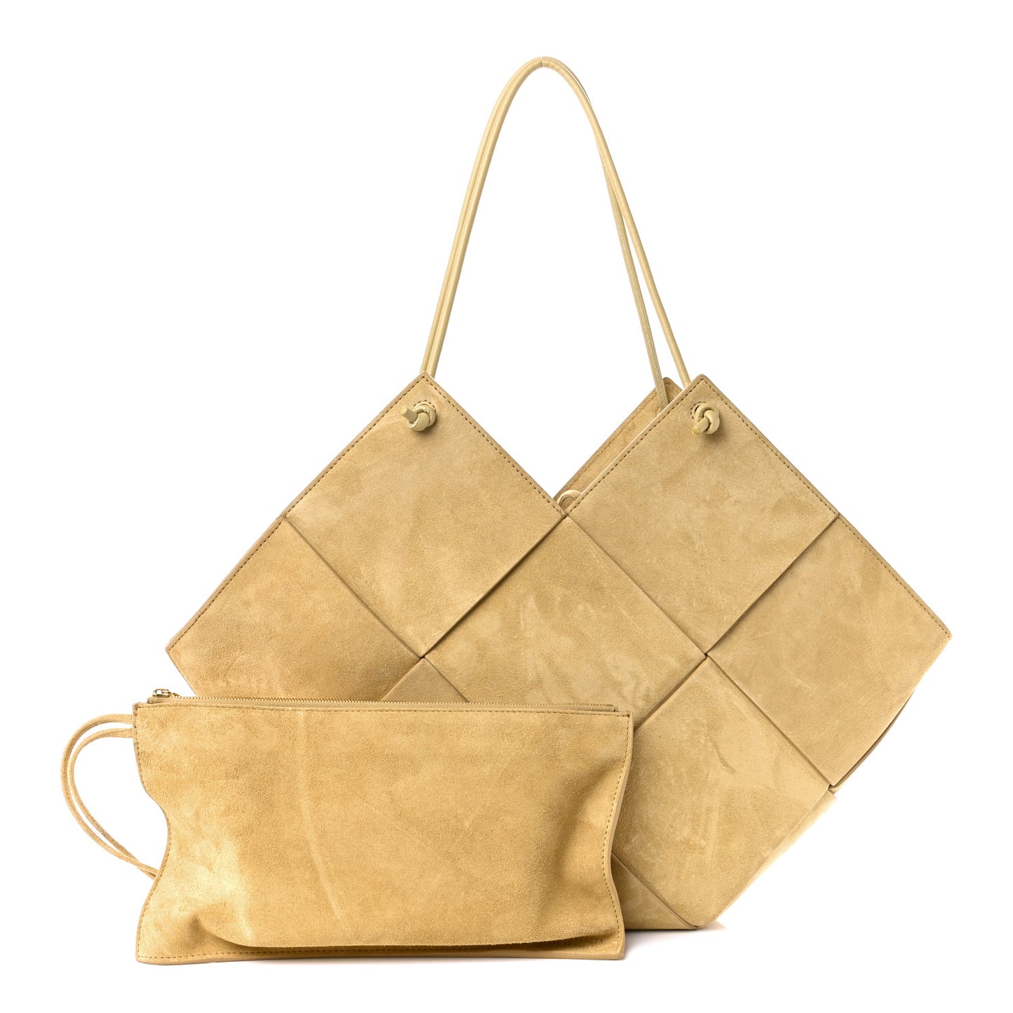 Suede Maxi Intrecciato Tote Cane Sugar Tapioca