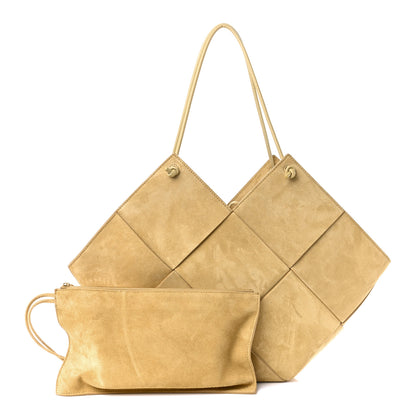 Bottega Veneta Suede Maxi Intrecciato Tote Cane Sugar Tapioca 1 of 12