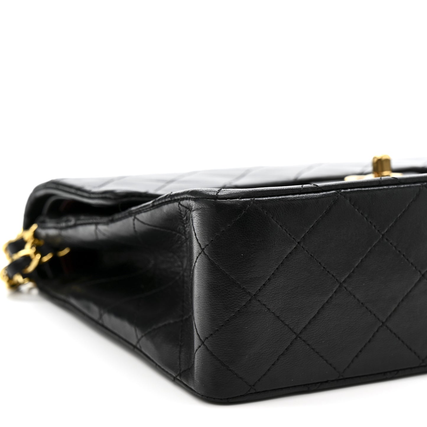 Lambskin Quilted Medium Double Flap Black