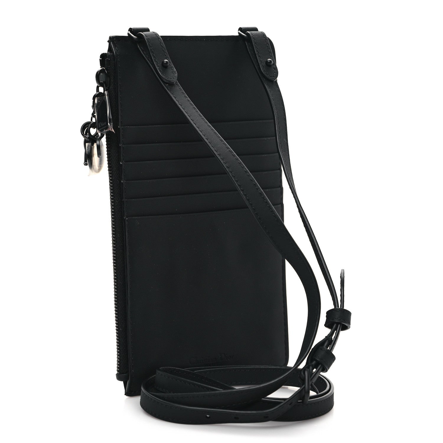Christian Dior Ultra Matte Calfskin Cannage Lady Dior Zip Wallet With Strap Black 3 of 11