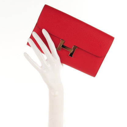 Hermes Epsom Constance Long Wallet Rouge Casaque 4 of 11