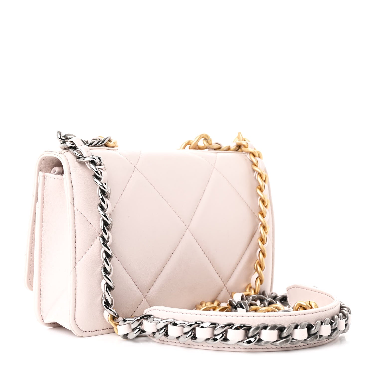 Chanel Lambskin Quilted Chanel 19 Wallet On Chain WOC Light Pink 3 of 12