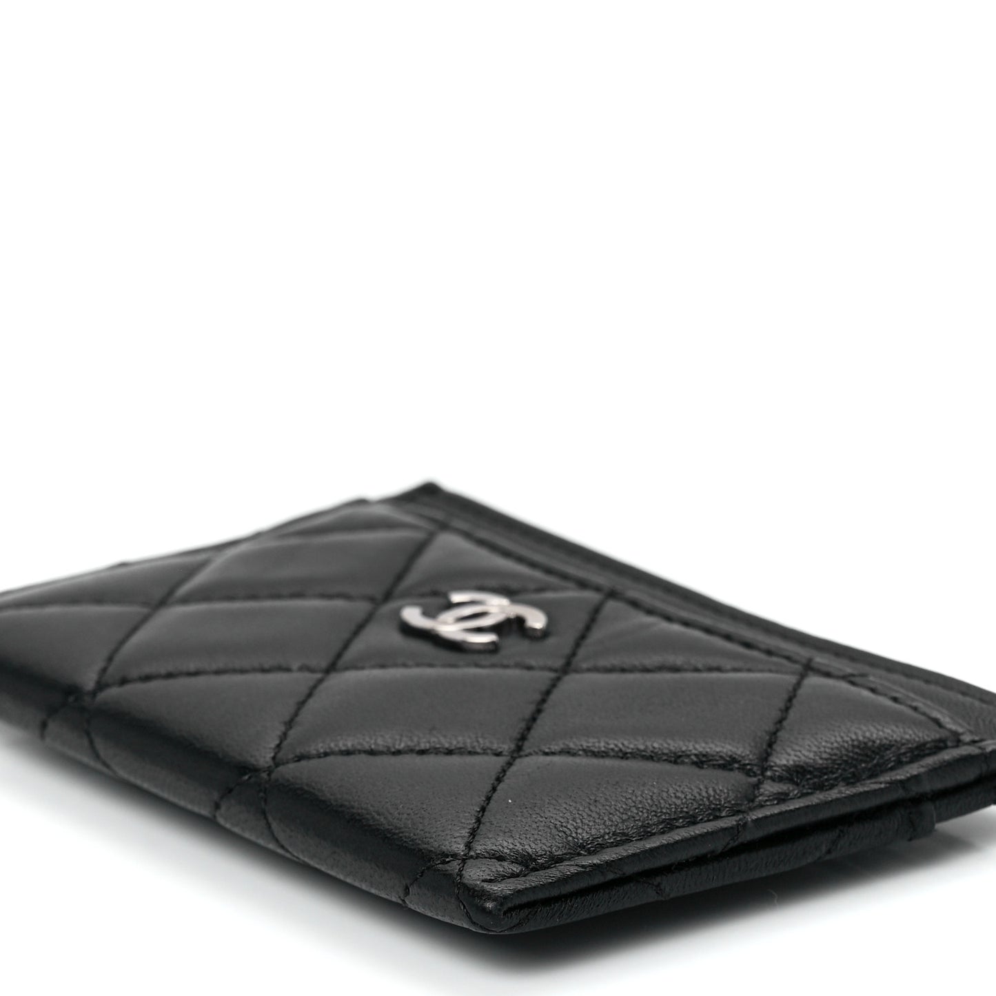 Lambskin Quilted Card Holder Black