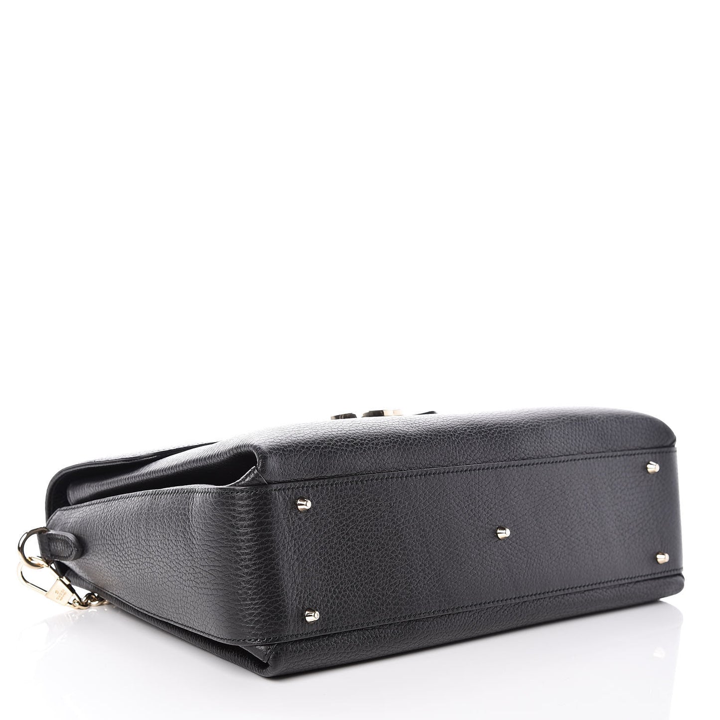 Dollar Calfskin Medium Interlocking G Top Handle Shoulder Bag Black