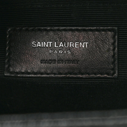 Saint Laurent Grain De Poudre Textured Mixed Matelasse Large Triquilt Monogram Monochrome Satchel Black 7 of 14