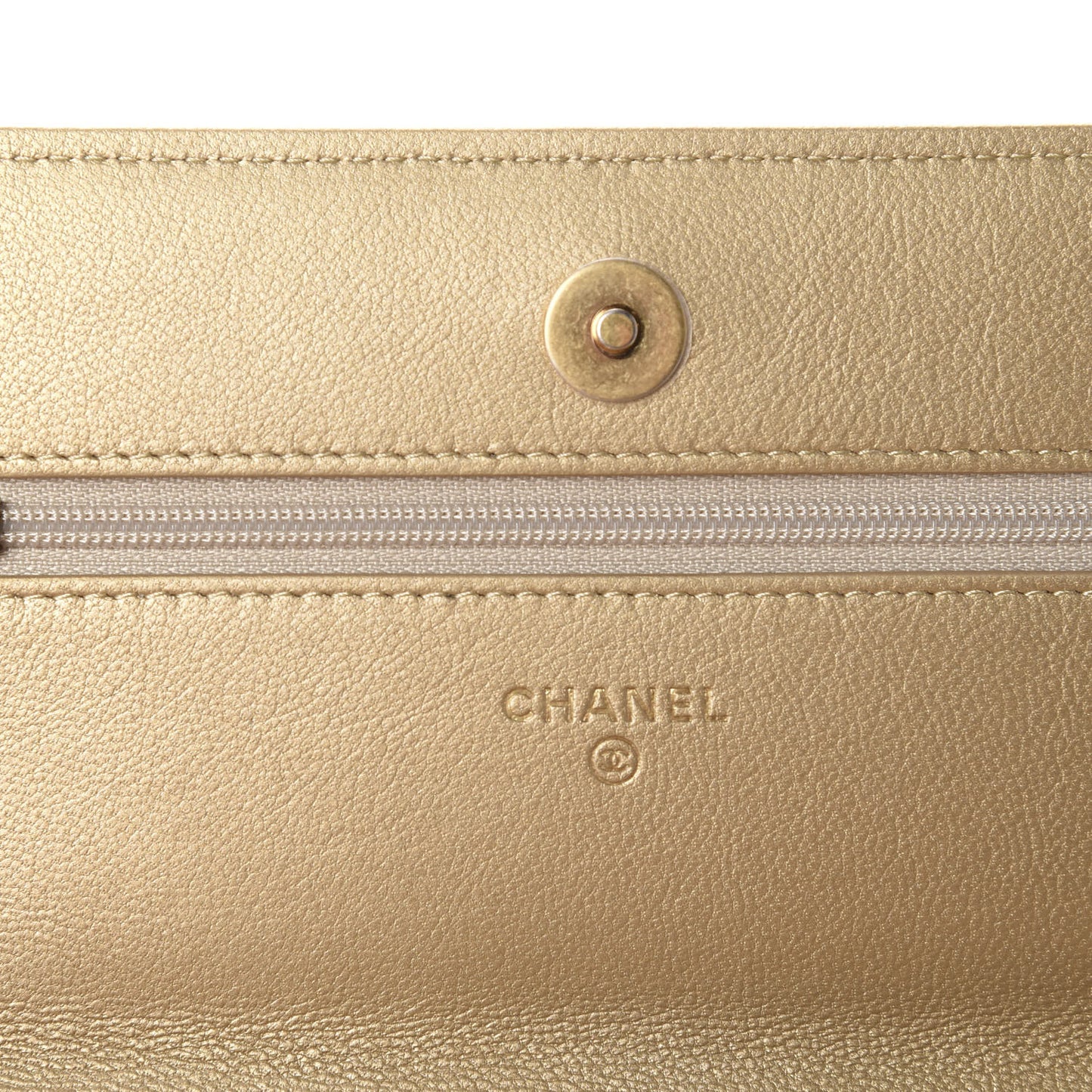 Metallic Goatskin Quilted 19 Wallet On Chain WOC Gold