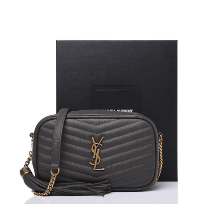 Saint Laurent Grain De Poudre Matelasse Monogram Mini Lou Camera Bag Pebble 14 of 14