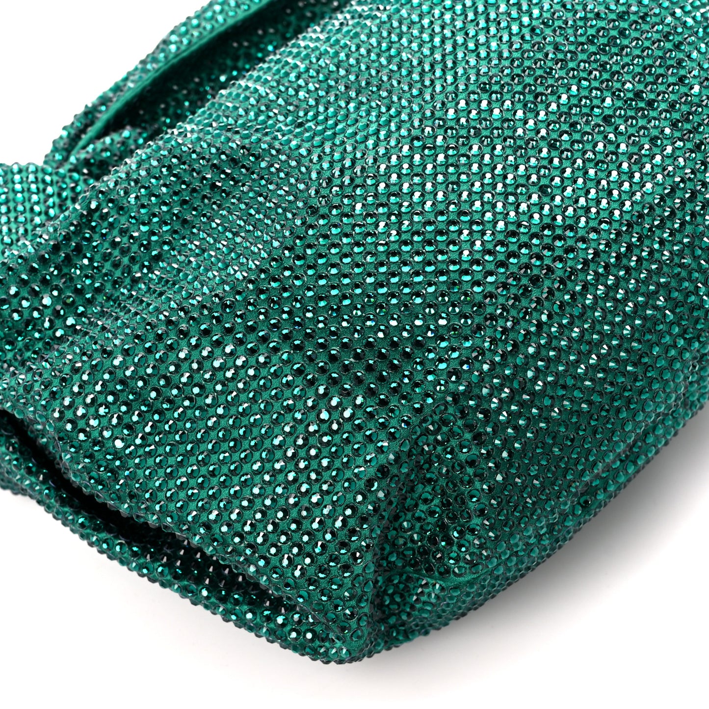 Crystal Embellished Satin Mini Hotfix Jodie Emerald