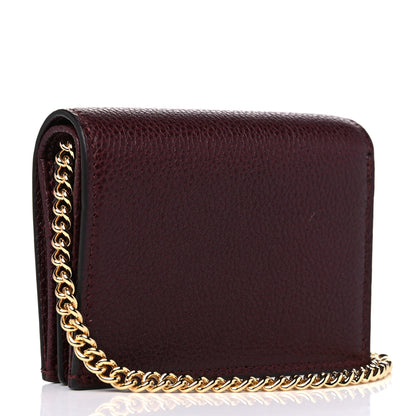 Gucci Grainy Calfskin Zumi Chain Card Case Wallet Vintage Bordeaux 3 of 8
