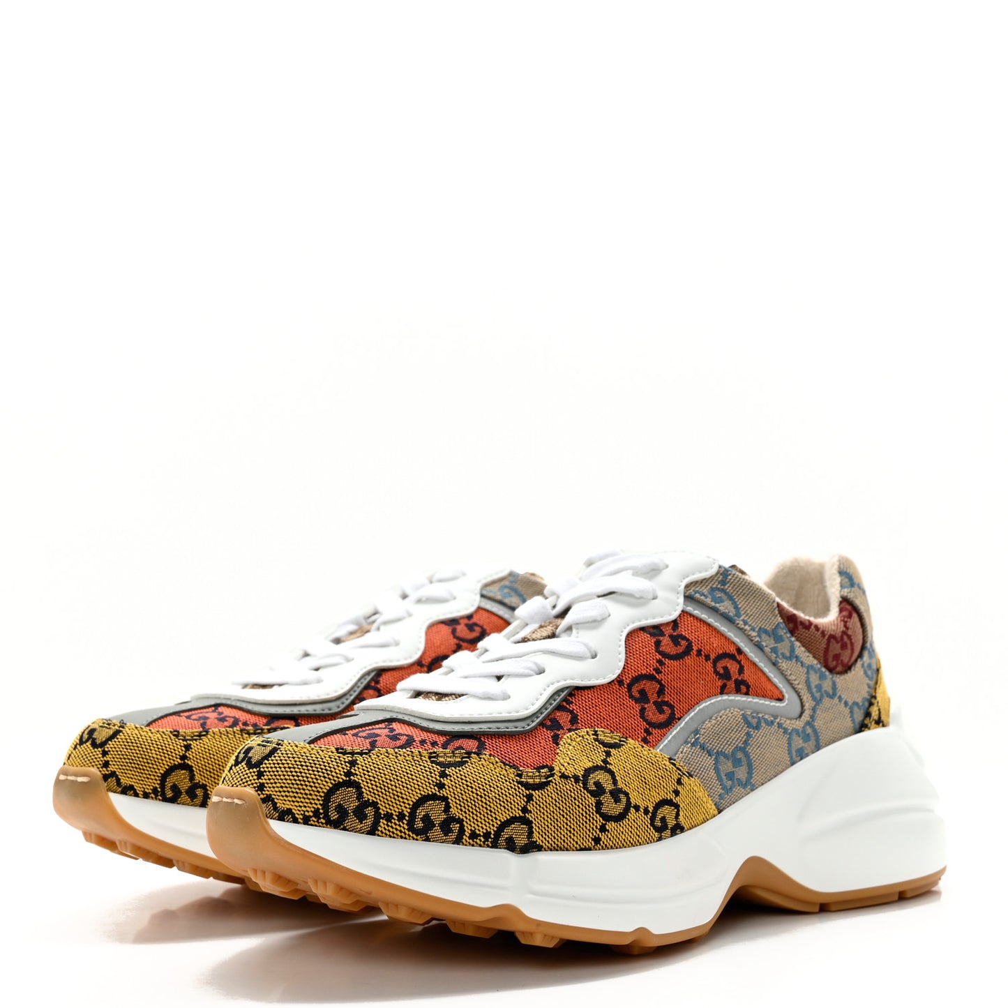 Monogram Multicolor Demetra Womens Rhyton Sneakers 38 Yellow Blue Great White Tabasco