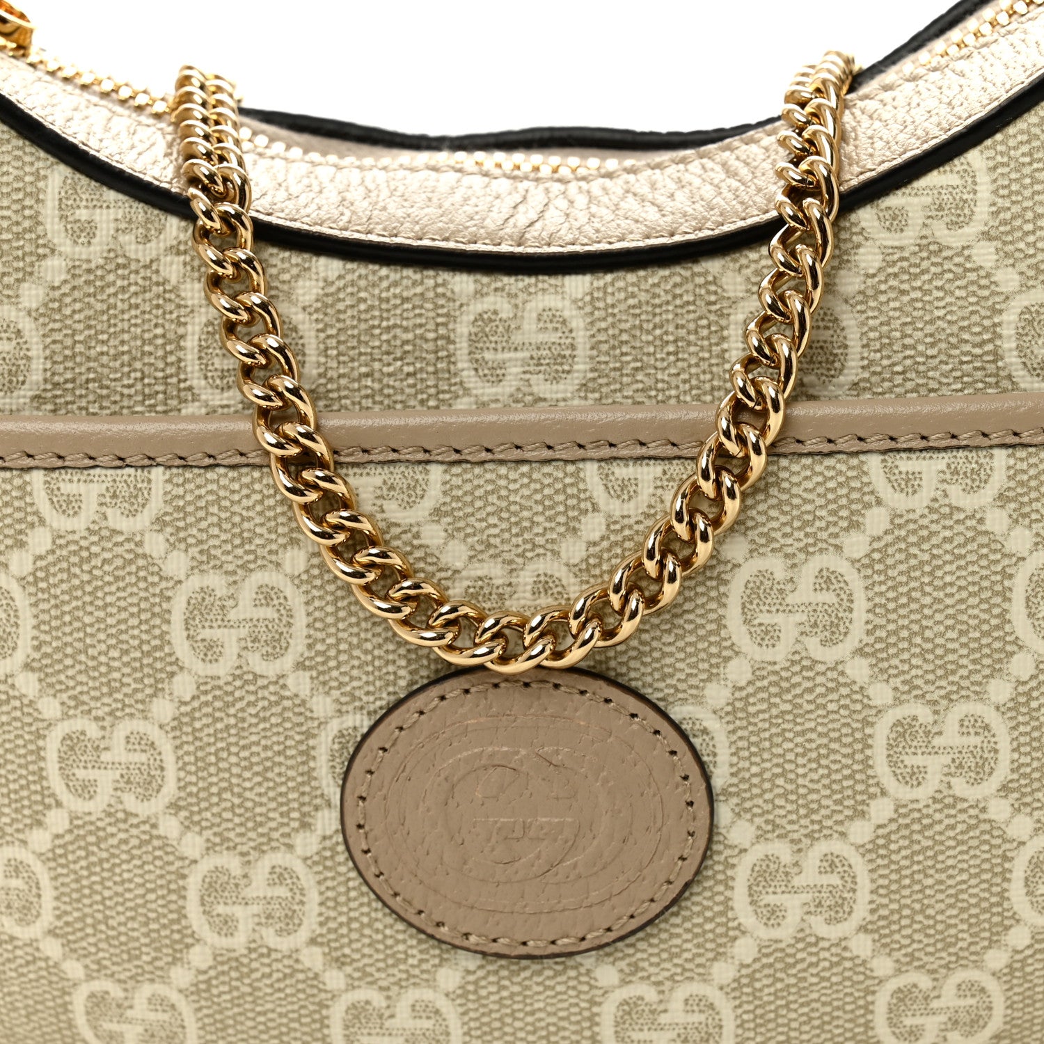 Gucci GG Supreme Monogram Textured Dollar Calfskin Mini Retro Interlocking G Half Moon Bag Beige Mystic White Oatmeal 8 of 12