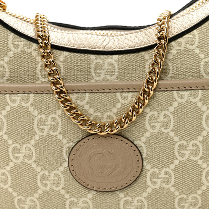Gucci GG Supreme Monogram Textured Dollar Calfskin Mini Retro Interlocking G Half Moon Bag Beige Mystic White Oatmeal 8 of 12