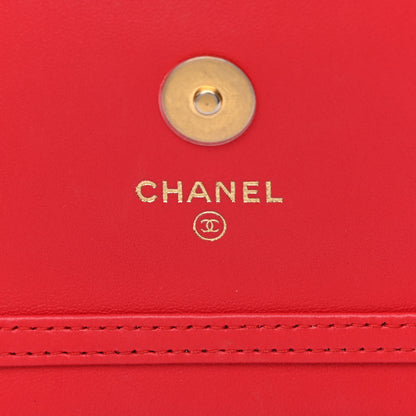 Chanel Lambskin Quilted Pearl Crush Clutch With Chain Red 6 of 12