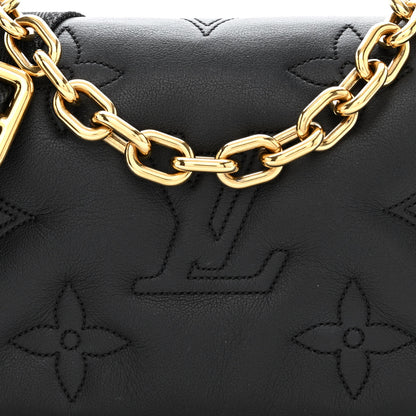 Louis Vuitton Calfskin Bubblegram Wallet On Strap Black 7 of 10