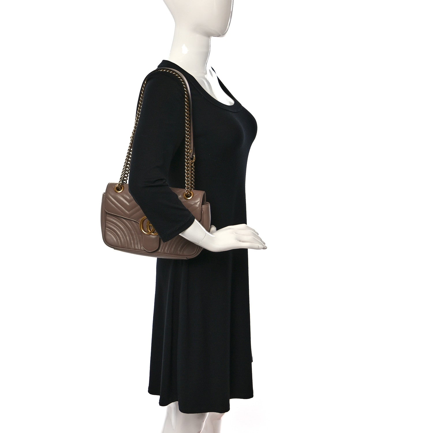 Gucci Calfskin Matelasse Small GG Marmont Shoulder Bag Porcelain Rose 2 of 8