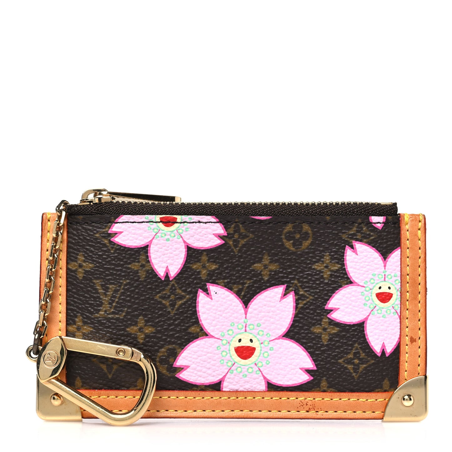 Monogram Cherry Blossom Key Pouch Brown