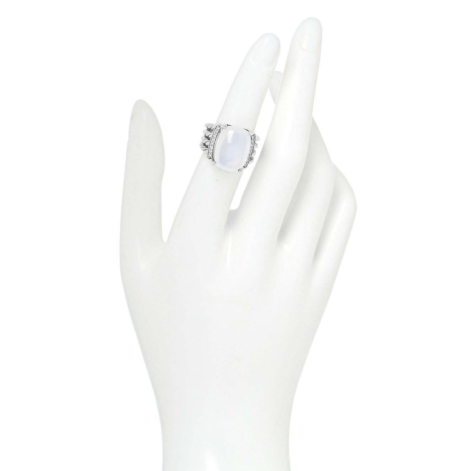 David Yurman Sterling Silver Diamond Moon Quartz 16mm Wheaton Ring 51 5.75 2 of 5