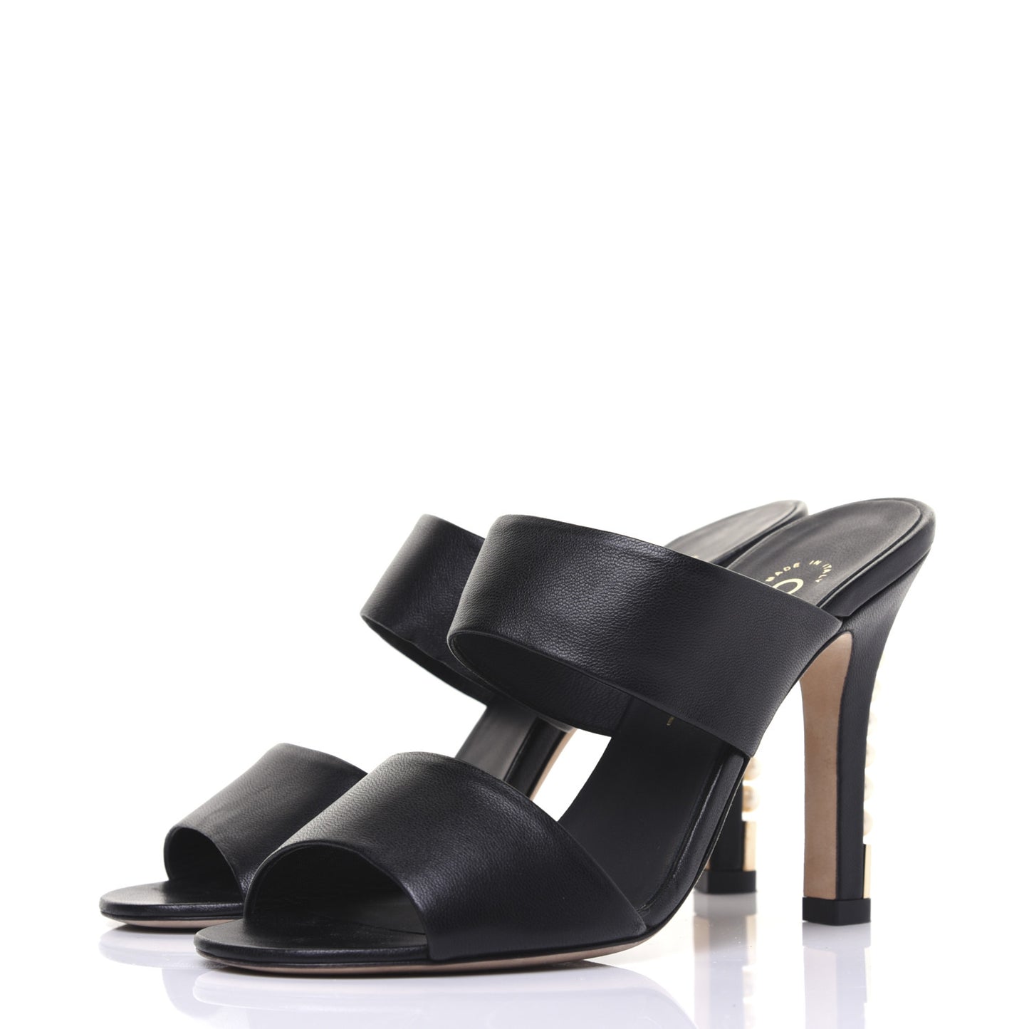 Lambskin Pearl Sandal Mules 37 Black