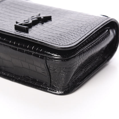 Saint Laurent Crocodile Embossed Lambskin Matelasse Monogram Niki Chain Wallet Black 7 of 7