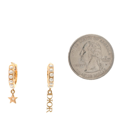 Christian Dior Pearl Hoop Earrings Gold 2 of 5