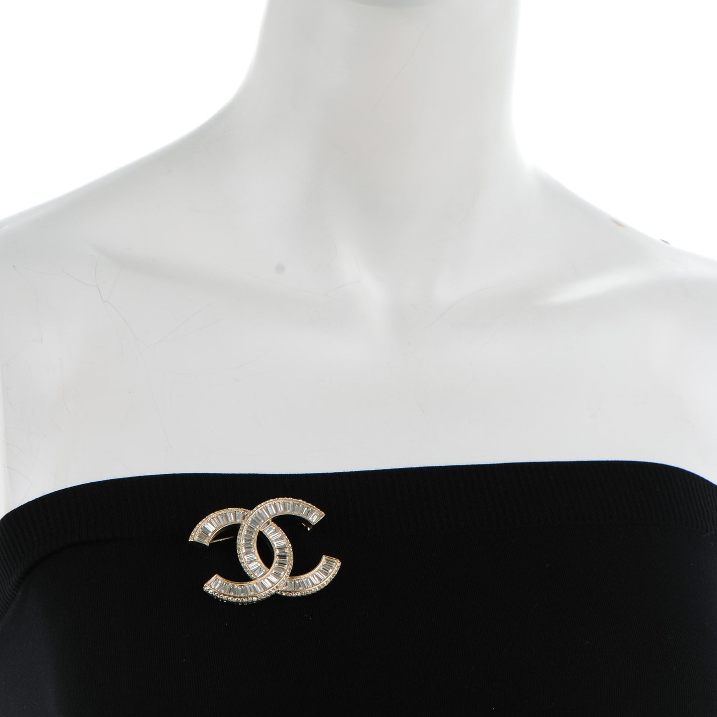 Baguette Crystal CC Brooch Gold