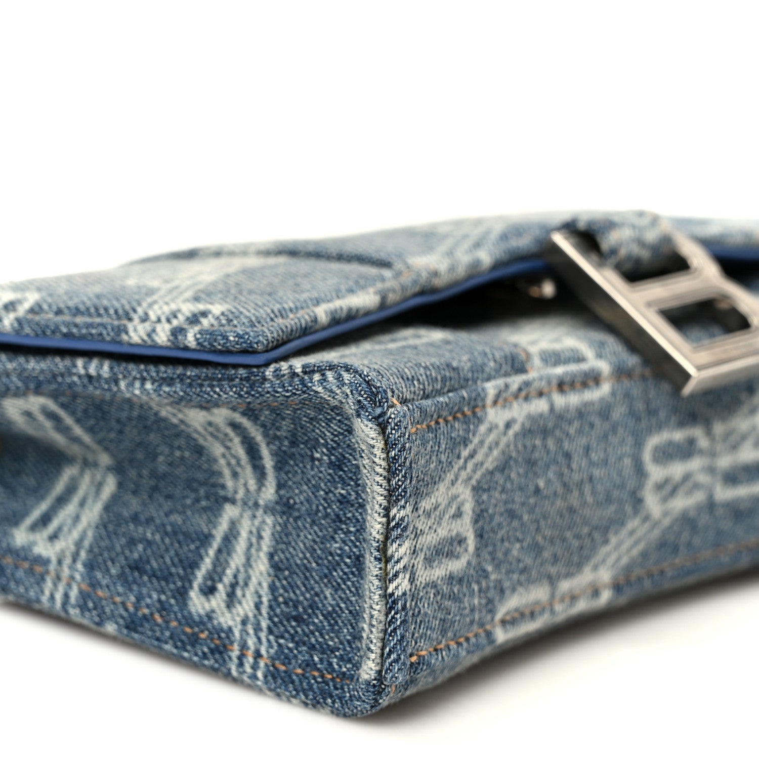 Balenciaga Denim BB Monogram Hourglass Chain Bag Blue 10 of 11