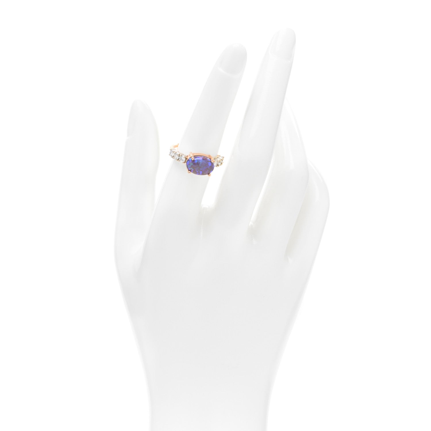 Irene Neuwirth 18K Rose White Gold Diamond Opal Tennis Ring 53 6.5 2 of 5