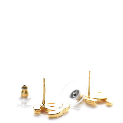 Chanel Metal CC Paris Button Stud Earrings Gold 3 of 5